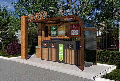 景區(qū)仿古木紋垃圾分類亭帶洗手池遠(yuǎn)程監(jiān)控